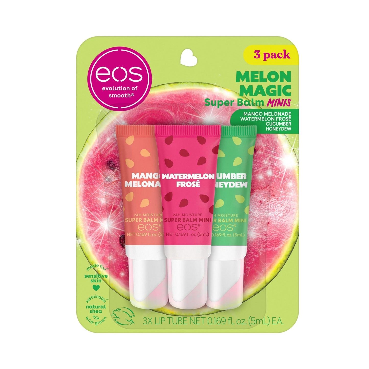 eos 24H Moisture Super Balm Minis- Melon Magic, Limited-Edition Lip Mask, Variety Pack, 0.169 fl oz, 3-Pack Beauty and Personal Care eos