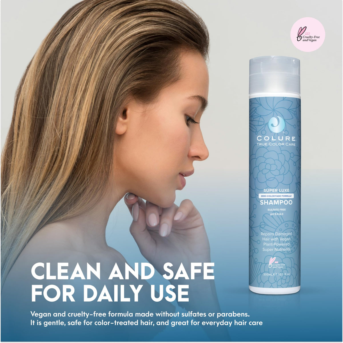 COLURE Super Luxe Shampoo 10 oz - Ultra Moisturizing Sulfate Free Cleanser for Thick Coarse Curly Hair Anti Frizz