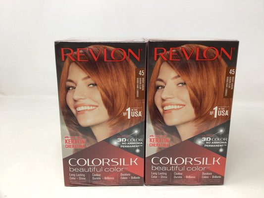 Revlon ColorSilk Beautiful Color Permanent Hair Color 45 Bright Auburn 1 EA - Buy Packs and SAVE (Pack of 6) Beauty & Personal Care COLORSILK