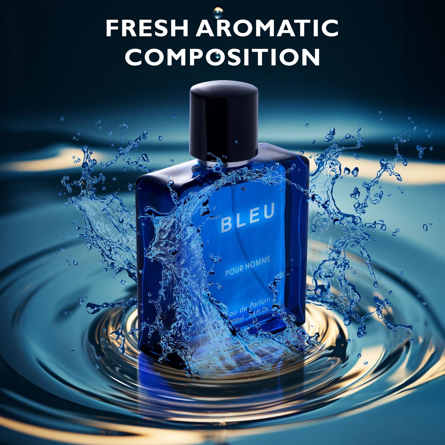 Bleu for Men Eau De Parfum - Blend of Citrusy Top Notes, Aromatic Spices & Warm Woody Undertones - Combination of Grapefruit, Lemon, Mint & Pink Beauty & Personal Care URBAN COLLECTION
