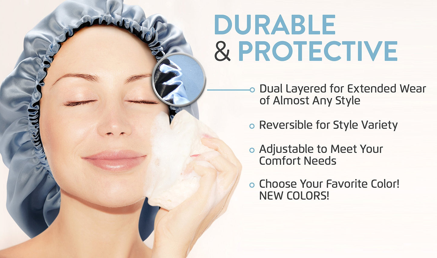 Glow By Daye Satin Bonnet, Double-Layered and Adjustable Satin Sleep Cap, Extra Large, Reversible Navy Classico Beauty and Personal Care Glow By Daye