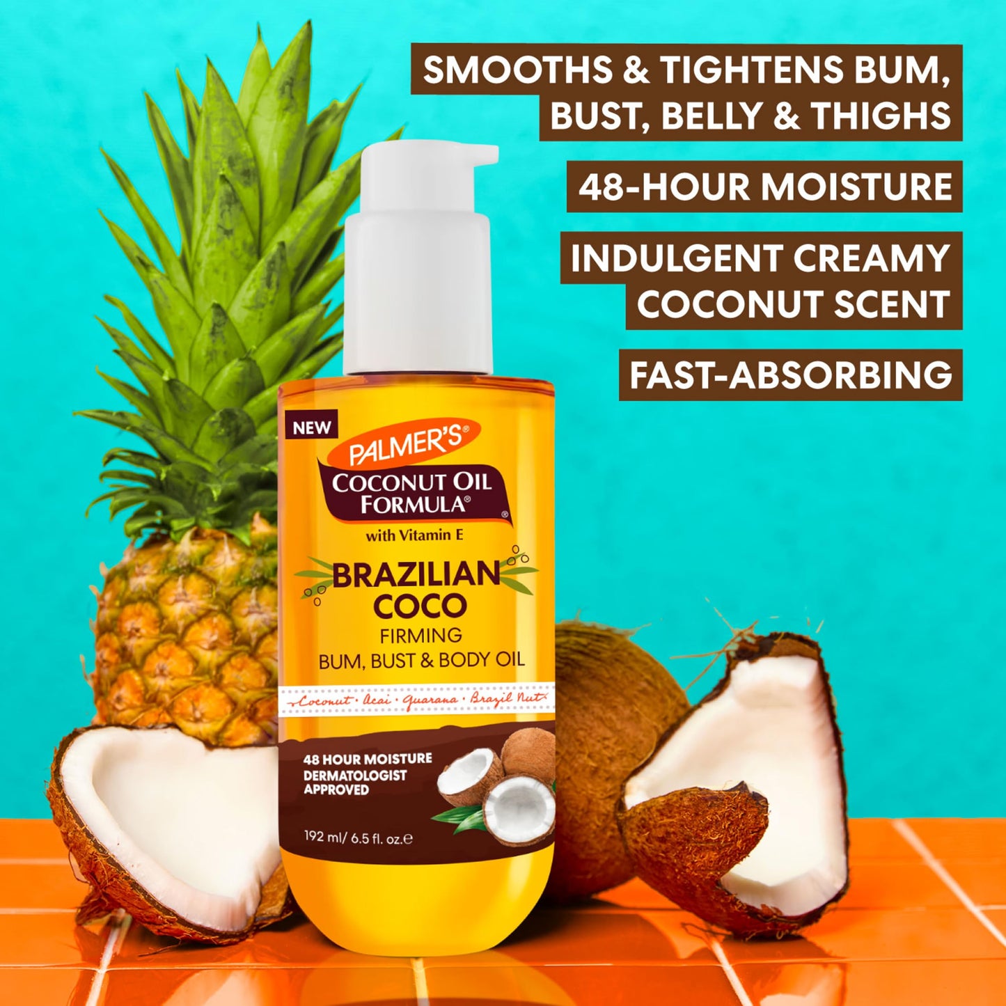 Palmer's Coconut Oil Formula Brazilian Coco Firming Body Oil with Vitamin E, 6.5 Fl Oz, Helps with Skin Tightening & Firming of Bum, Bust & Belly Beauty & Personal Care Palmer's