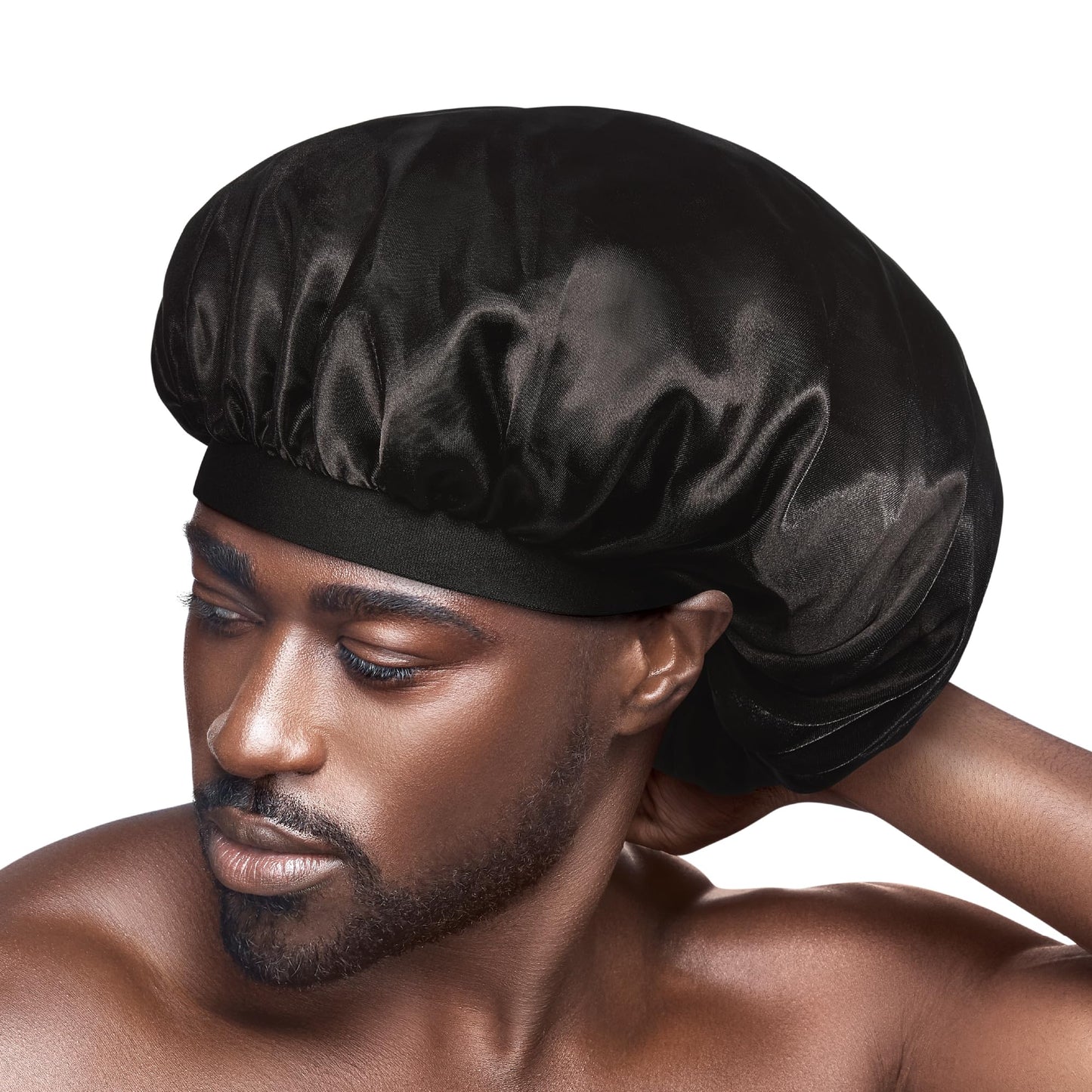 Red by Kiss Men's Silky Satin Hair Bonnet, Soft Anti-Frizz Fabric, All Hair Types, No Slip Wide Band Comfort, Anti Breakage Protection, Daily Wear Beauty and Personal Care Red by Kiss