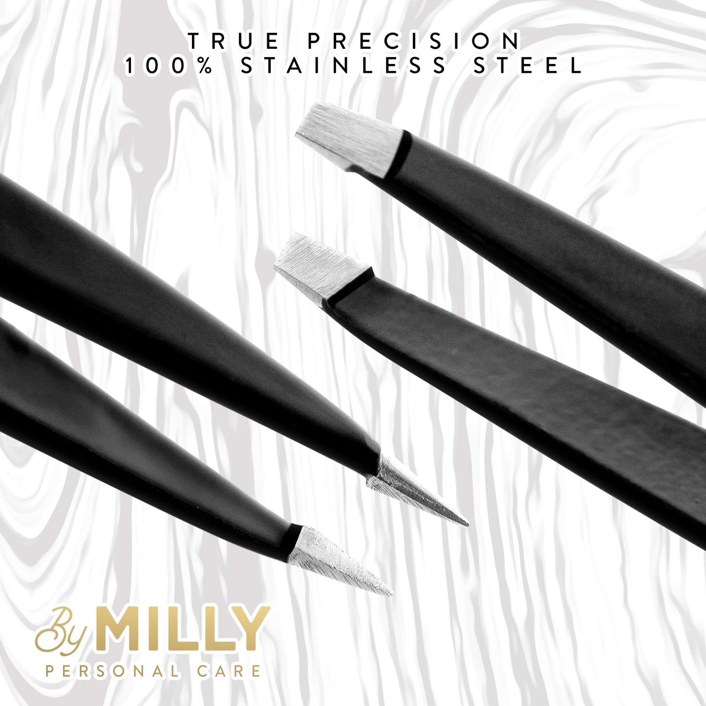 By MILLY Precision Tweezers Set | Slanted & Pointed Tip Tweezers Kit | High Carbon Stainless Steel | Aligned & Hand-Filed Tweezer Set Professional | Beauty & Personal Care By MILLY