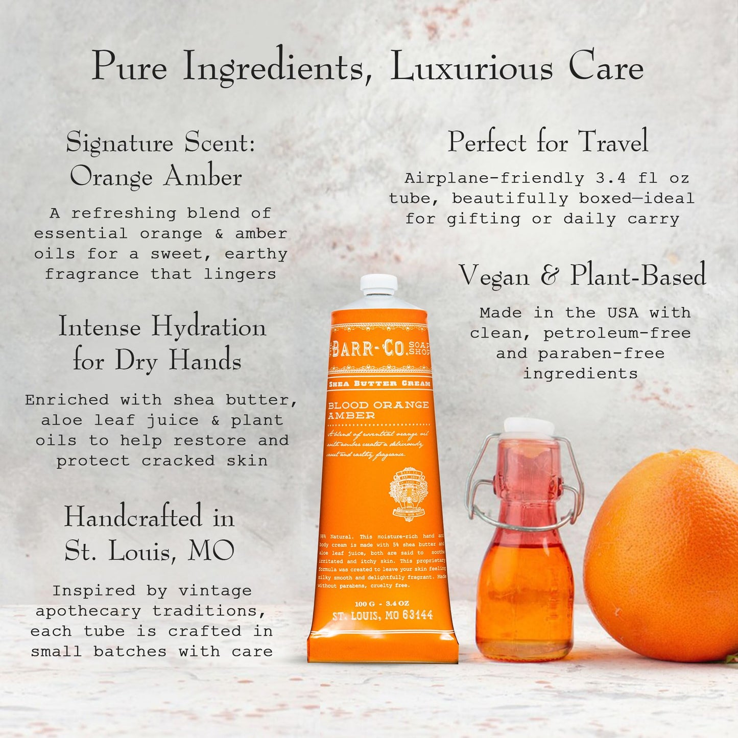 BARR-CO. Soap Shop Hand Cream Blood Orange Amber, Orange & Amber Essential Oils, Hand Cream for Dry & Cracked Hands, Shea Butter Cream, 3.4 fl oz Beauty & Personal Care BARR-CO