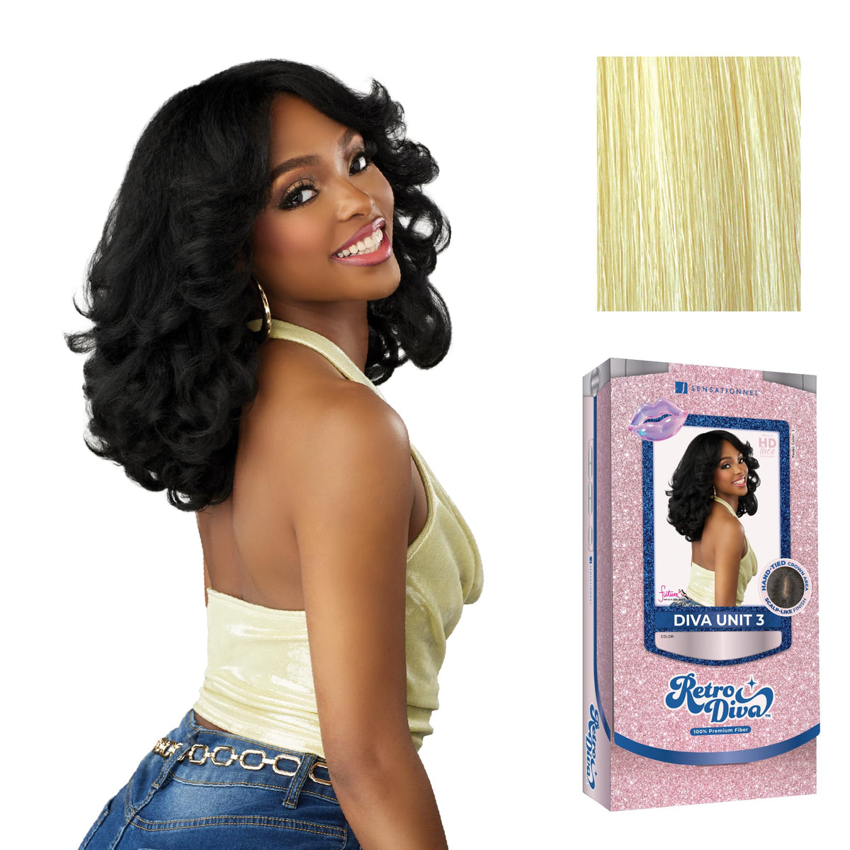 Sensationnel Glamora Lace Crown Wig-Retro Diva Unit 3, PLATINUMFLASH