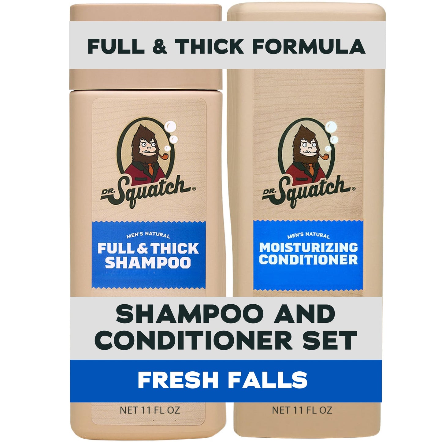 Dr. Squatch Full + Thick Men's Shampoo and Conditioner Set - For Fuller, Thicker-Looking Hair - Natural Shampoo and Conditioner for Men - Fresh Falls Beauty & Personal Care Dr. Squatch