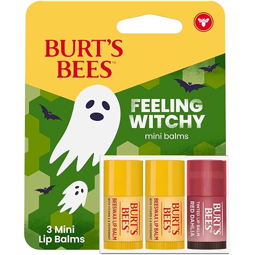Burt's Bees Feeling Witchy Halloween Minis Classic Beeswax and Red Dahlia Tinted Lip Balm Gift Set, 100% Natural Origin Lip Care, 3 Tubes, 0.049 Oz Beauty & Personal Care Burt's Bees