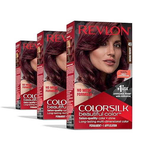 Revlon Colorsilk Beautiful Color Permanent Hair Color, (OLD VERSION) 49 Auburn Brown (Pack of 3) Beauty & Personal Care REVLON