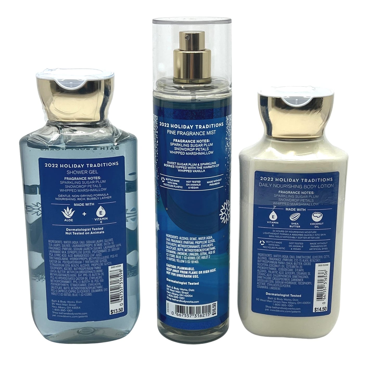 Bath & Body Works - Iced Sugar Plum - 3 pc bundle - Shower Gel 10 fl oz, Fine Fragrance Mist 8 fl oz, and Aloe + Vitamin E Body Lotion 8 fl oz Beauty and Personal Care Bath & Body Works