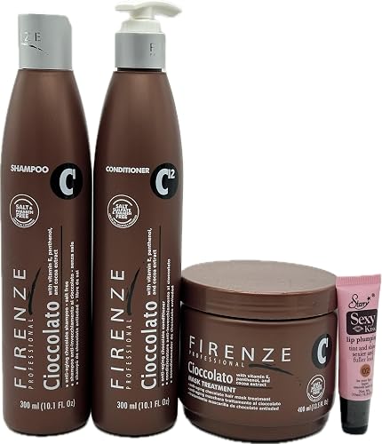 Firenze Professional Cioccolato (CI) Shampoo & Conditioner 10.1 fl oz/300ml + Mask Treatment 13.5 oz/400ml Beauty & Personal Care Firenze Professional