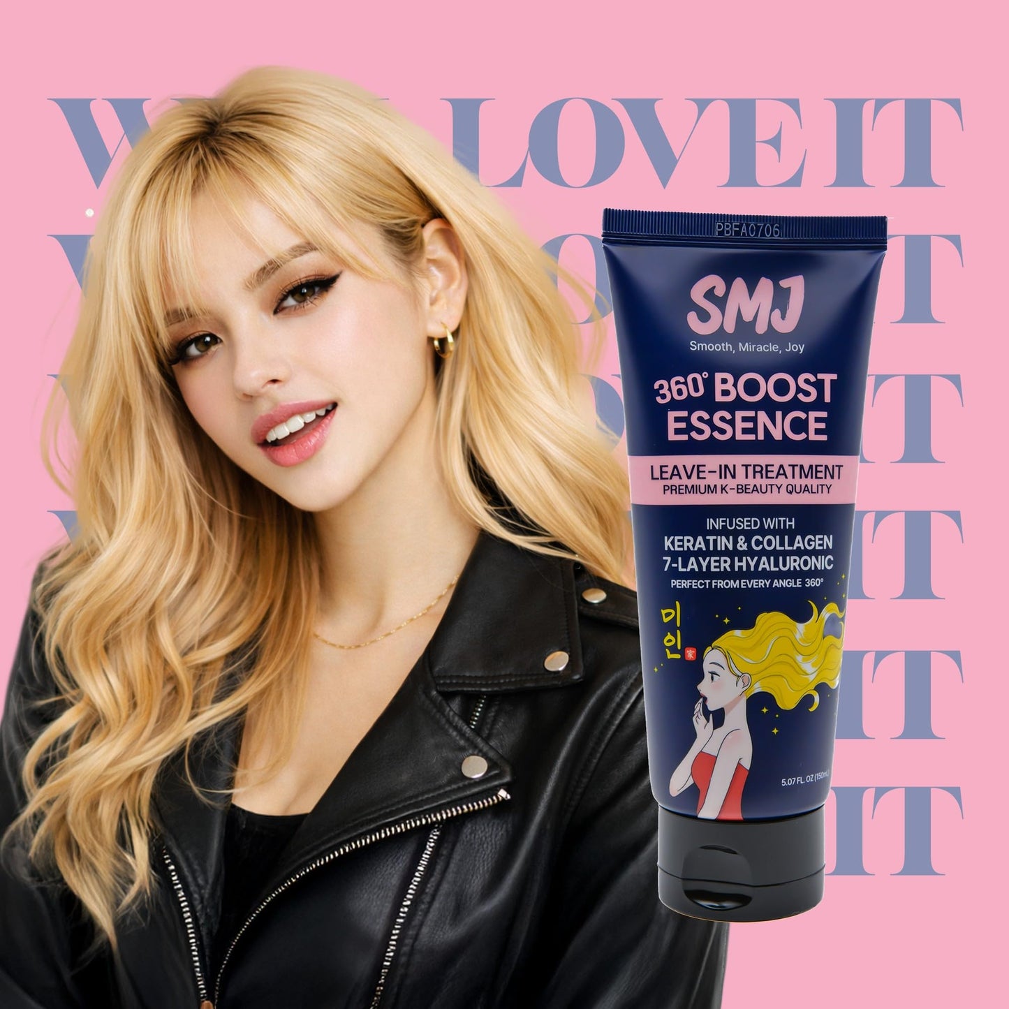 SMJ 360° BOOST ESSENCE LEAVE-IN TREATMENT | Silky K-Beauty Hair Essence | Anti-Frizz & Shine | Keratin, Collagen & 7-Layer Hyaluronic Acid | USA Beauty & Personal Care SMJ