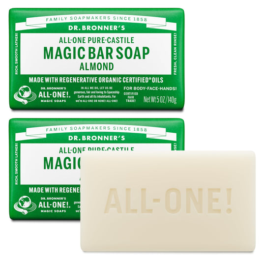 Dr. Bronner's Pure-Castile Magic Bar Soap - Made with Regenerative Organic Certified Oils - For Face, Body, Hair - Gentle Cleanse - Vegan Bath Soap Beauty & Personal Care Dr. Bronner's