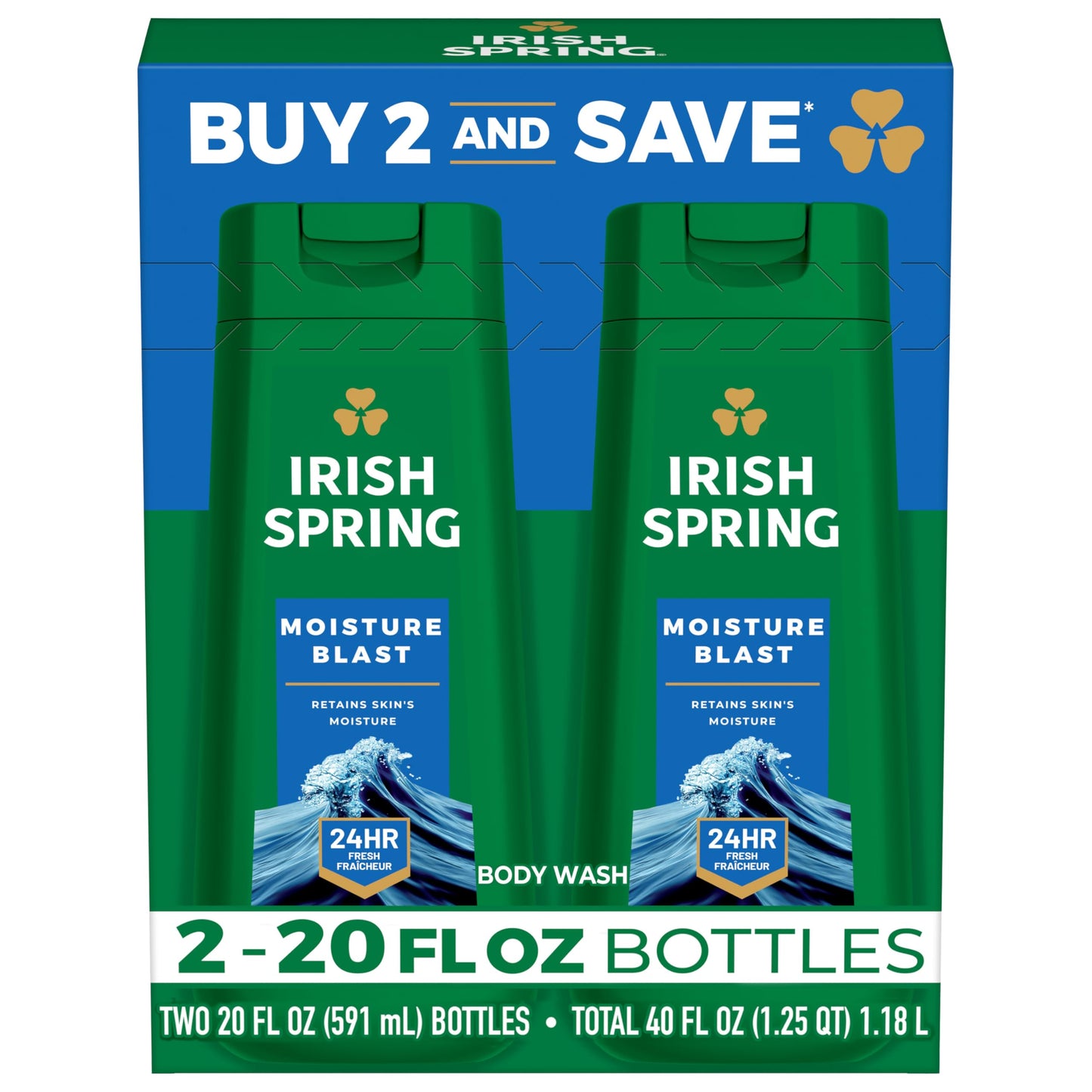Irish Spring Moisture Blast Body Wash for Men, 20 Fl Oz (Pack of 2) Beauty & Personal Care Irish Spring