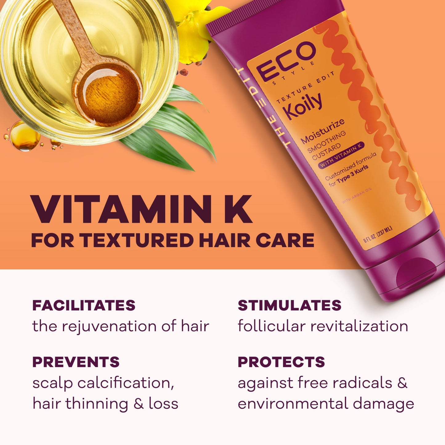 Eco Style, Texture Edit, Koily Moisturize Smoothing Butter for Type 4 curly hair - A sulfate-free, ultra-rich curly hair conditioner that provides Beauty & Personal Care Eco Style