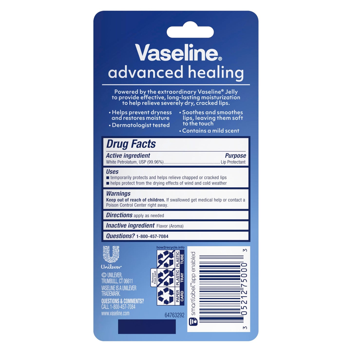 Vaseline Lip Therapy Lip Balm Tube For healthier looking lips Advanced Healing Moisturizer For Dry Lips 0.35 oz Beauty and Personal Care Vaseline