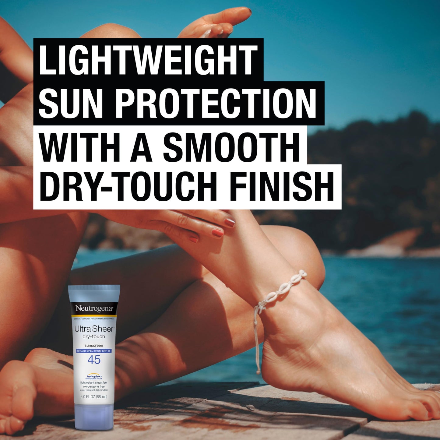 Neutrogena Ultra Sheer Dry-Touch Sunscreen Lotion, Broad Spectrum SPF 45 UVA/UVB Protection, Light, Water Resistant, Non-Comedogenic; Non-Greasy Beauty & Personal Care Neutrogena