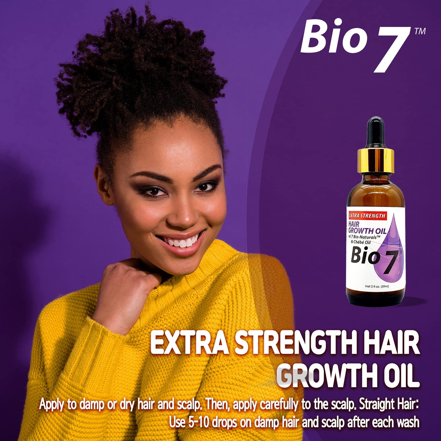 BIO7 EXTRA STRENGTH HAIR GROWTH OIL W/ 7 BIO-NATURALS CHÉBÉ OIL - 2 Fl Oz - Strengthen, Thicken and Grow Your Hair, Condition Your Scalp, Prevent Beauty & Personal Care By Natures