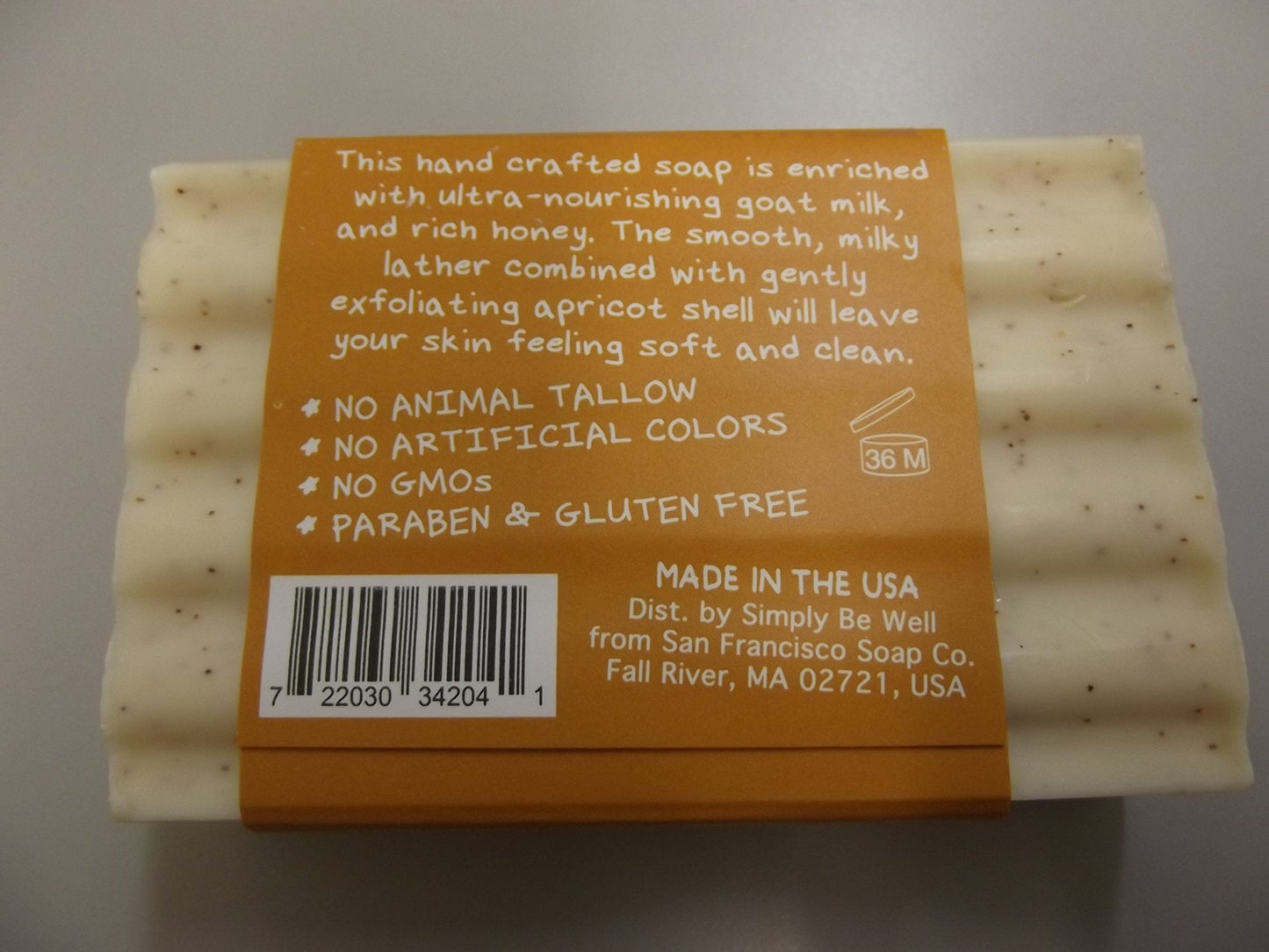 Honey Scent Goat Milk Soap with Exfoliating Apricot Shell - Made in the USA - Gluten & Paraben Free - Simply Be Well - Natural Ingredients, No Animal Beauty & Personal Care Simply Be Well