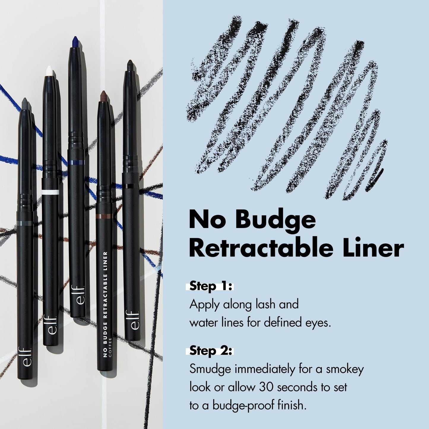 e.l.f. No Budge Retractable Eyeliner, Creamy, Ultra-Pigmented & Waterproof, Creates Bold & Defined Lines, Vegan , Ruby Beauty & Personal Care e.l.f.