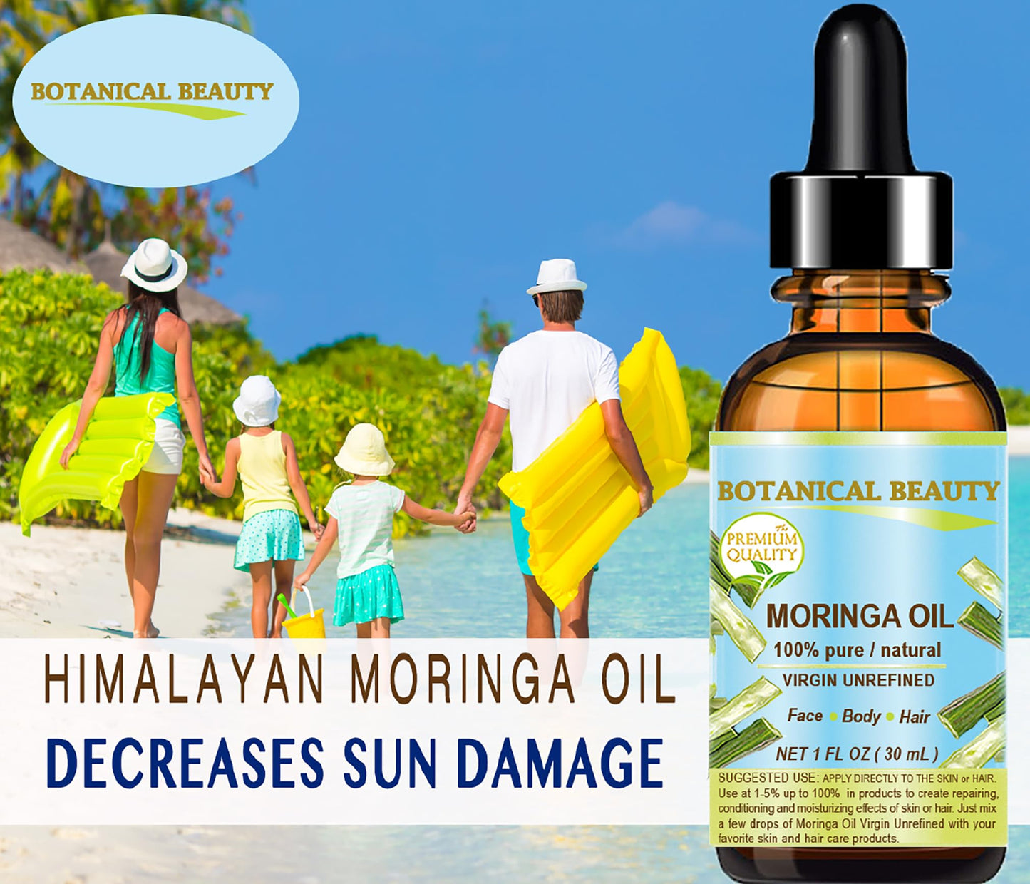 Botanical Beauty MORINGA OIL Moringa oleifera WILD GROWTH Himalayan 100% Pure Natural Undiluted Virgin Unrefined for Face, Skin, Hair, Lip, Nails (2 Beauty & Personal Care Botanical Beauty