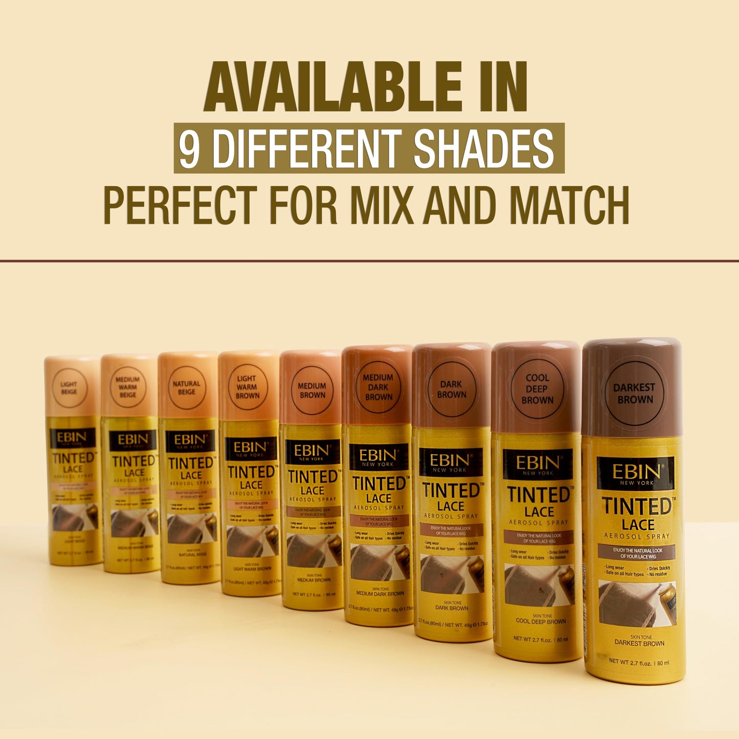 EBIN NEW YORK Tinted Lace Spray Light Warm Brown | Water Resistant & High Pigment Lace Tint for Wig | Even Spray, No Residue & Natural Finish | 2.7 Fl Beauty & Personal Care EBIN NEW YORK