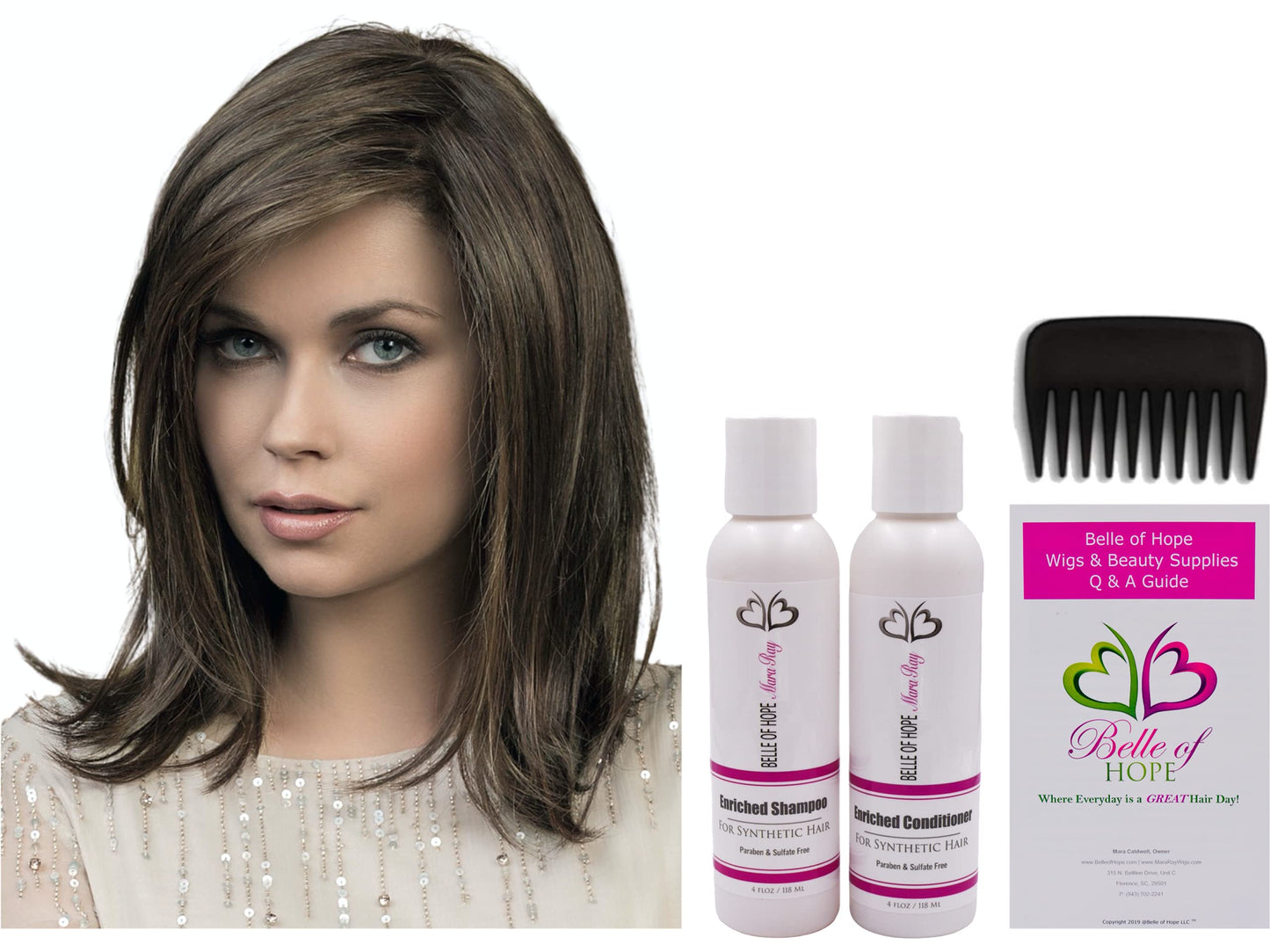 Bundle 5 Itesm: EFFECT Lace Front 100% Hand-Tied Heat Friendly Synthetic Topper, 4oz Luxury Shampoo & Conditioner, Comb, and 19 Page Guide (Bernstein Beauty & Personal Care Belle of Hope Mara Ray
