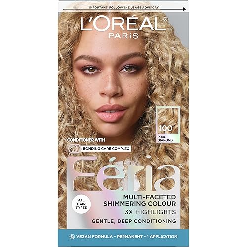 L'Oreal Paris Feria Multi-Faceted Shimmering Permanent Hair Color, 100 Pure Diamond (Very Light Natural Blonde), Pack of 1 Hair Dye Kit Beauty & Personal Care L'Oreal Paris