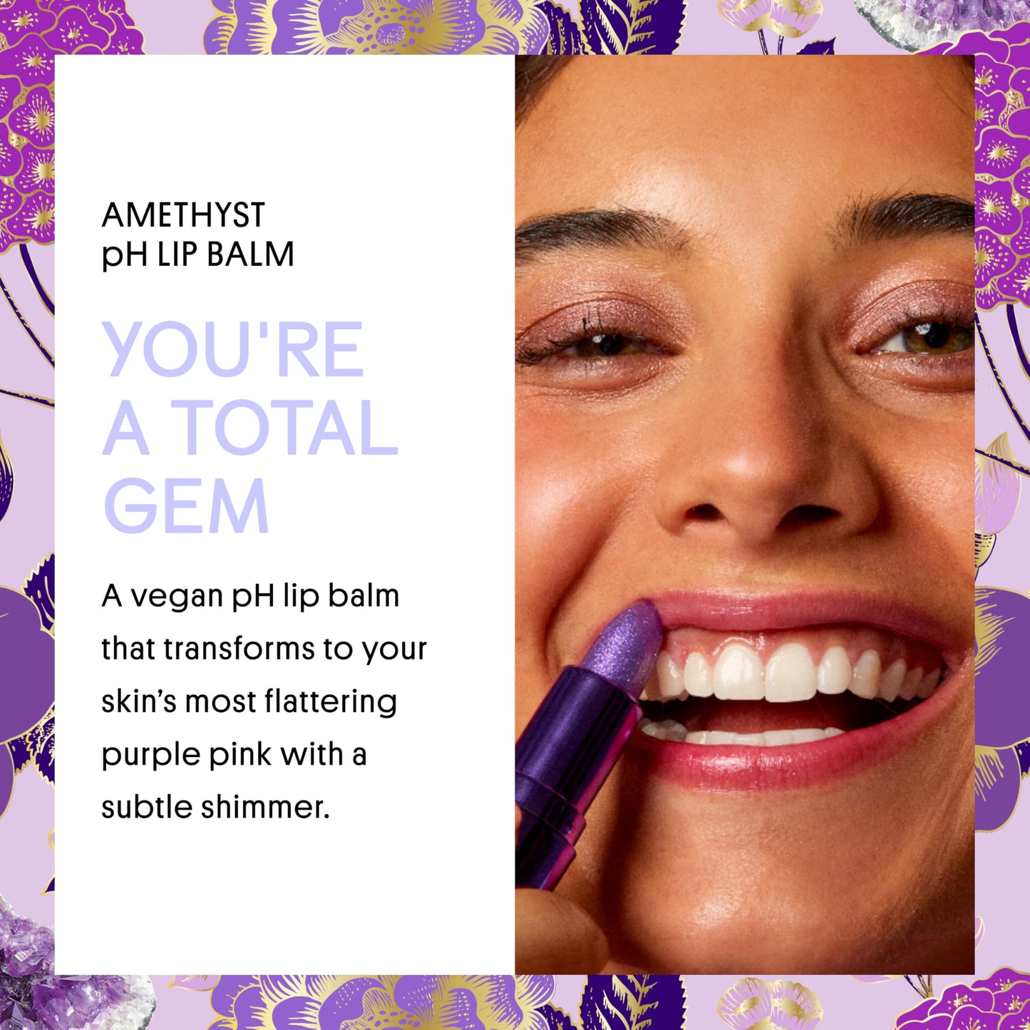 Winky Lux Amethyst Glimmer Balm - Nourishing pH Lip Balm with Color Changing Tint, Hydrating Ceramides Soften Lips, Coconut Scent Beauty & Personal Care Winky Lux