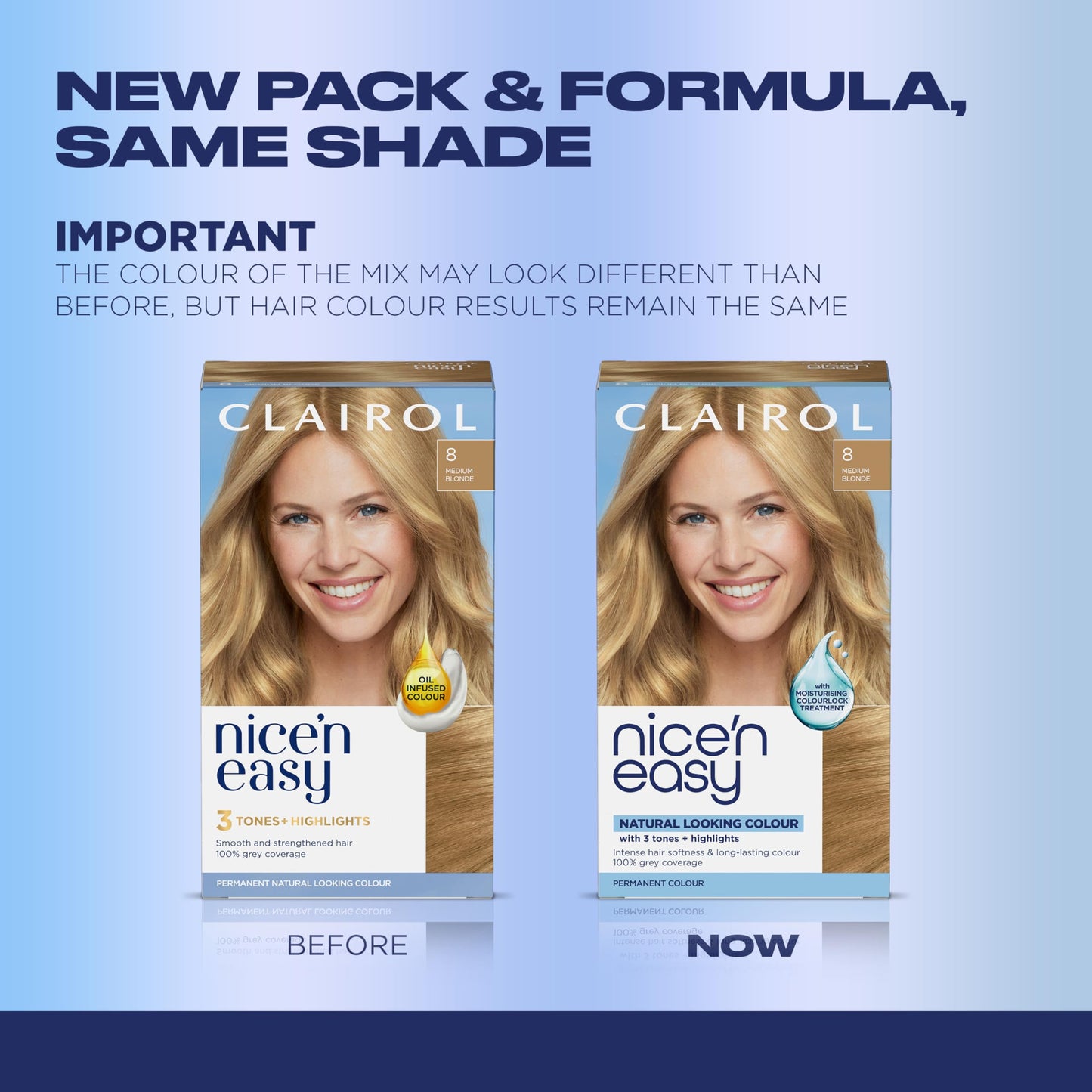 Clairol Nice'n Easy Permanent Hair Dye, 8 Medium Blonde | 100% Gray Coverage | Long?Lasting, Natural?Looking Color & Shine | Pack of 1 Beauty & Personal Care Clairol