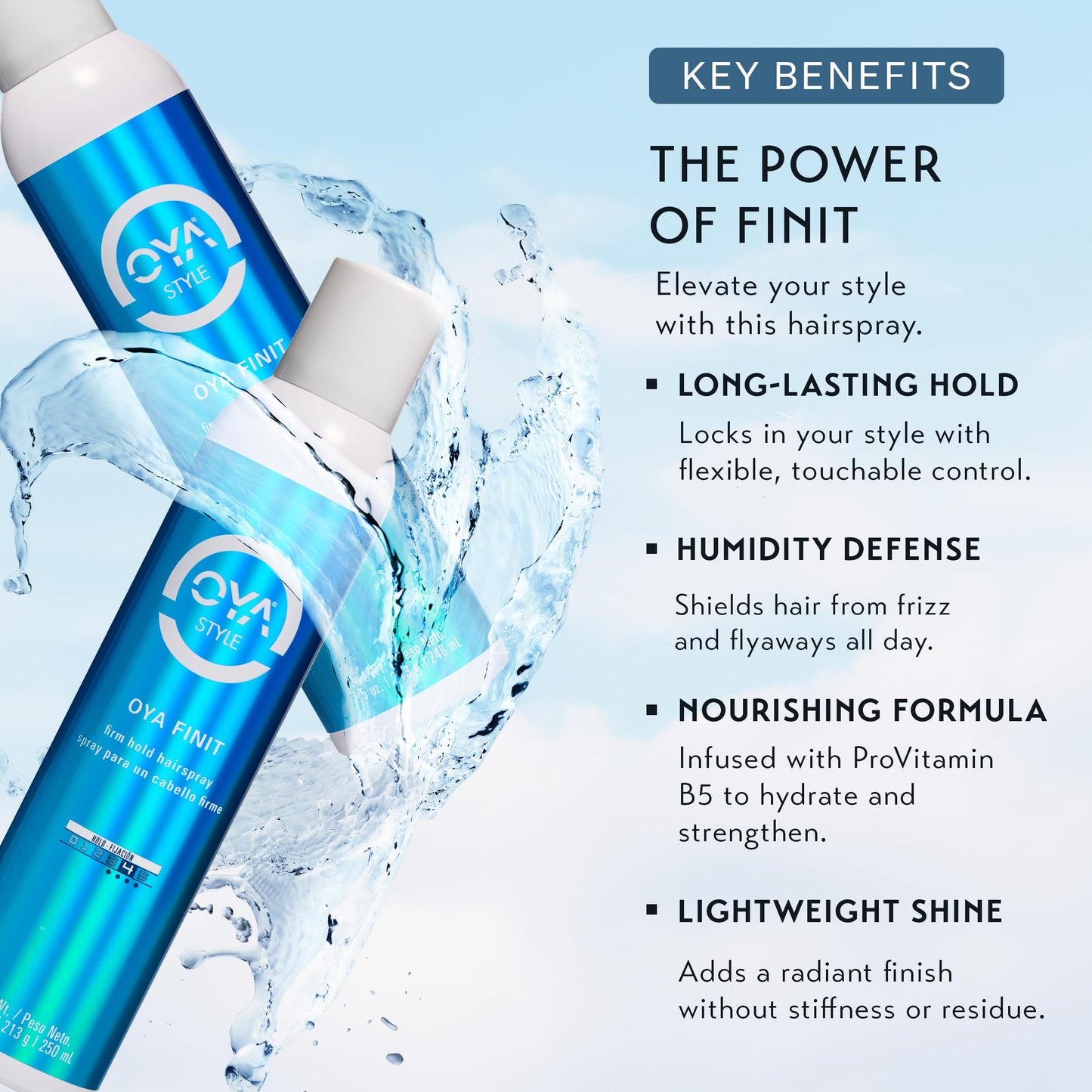 OYA FINIT Quick Drying Extra Hold Hairspray - Strong Aerosol Hair Spray for Women and Men - Volumizing Anti-Frizz Styling Hold for All Hair Types Beauty & Personal Care OYA