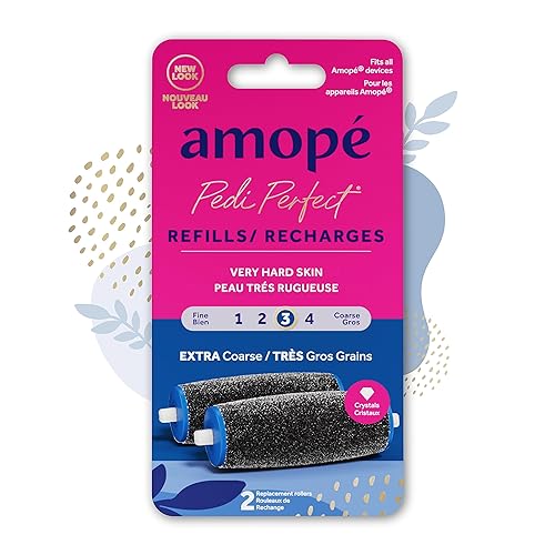 Amopé Pedi Perfect Electric Callus Remover Foot File Roller Head Refills, with Diamond Crystals, Removes Hard & Dead Skin, Extra Coarse for Very Hard Beauty & Personal Care Amope