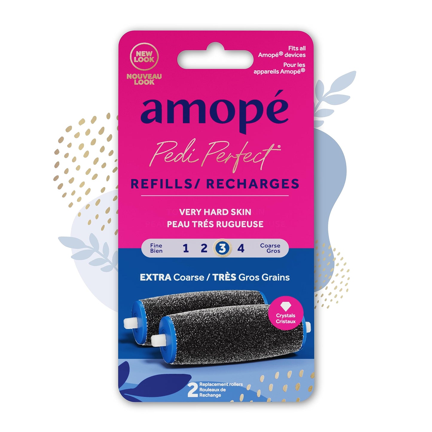 Amopé Pedi Perfect Electric Callus Remover Foot File Roller Head Refills, with Diamond Crystals, Removes Hard & Dead Skin, Extra Coarse for Very Hard Beauty & Personal Care Amope