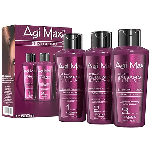 Agi Max Brazilian Natural Keratin Hair Treatment Kit for Straightening Curls and Frizz, Reducing Dry Damage, Nourish and Hydrate Root to Tip, Support Beauty & Personal Care Agi Max