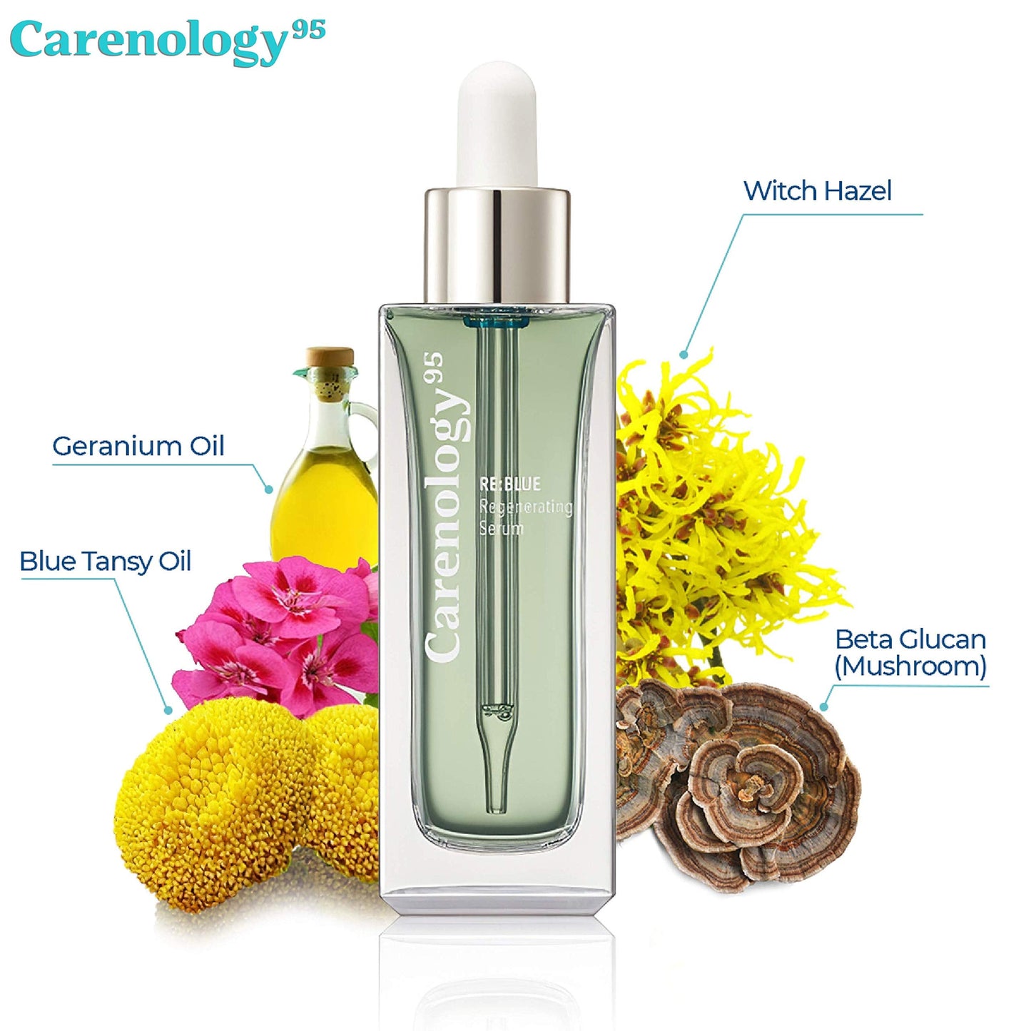 Carenology Blue Tansy Regenerating Organic Face Serum: Oil-Free, Antioxidant Natural Ingredients Witch Hazel, Neroli Oil, Beta glucan for Pure Beauty & Personal Care Carenology 95
