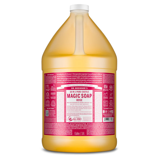 Dr. Bronner's Magic Soap Pure-Castile Liquid Soap (Rose, 1 Gallon) - Made with Organic Oils, 18-in-1 Uses: Face, Body, Hair, Laundry, Pets and Dishes Beauty & Personal Care Dr. Bronner's