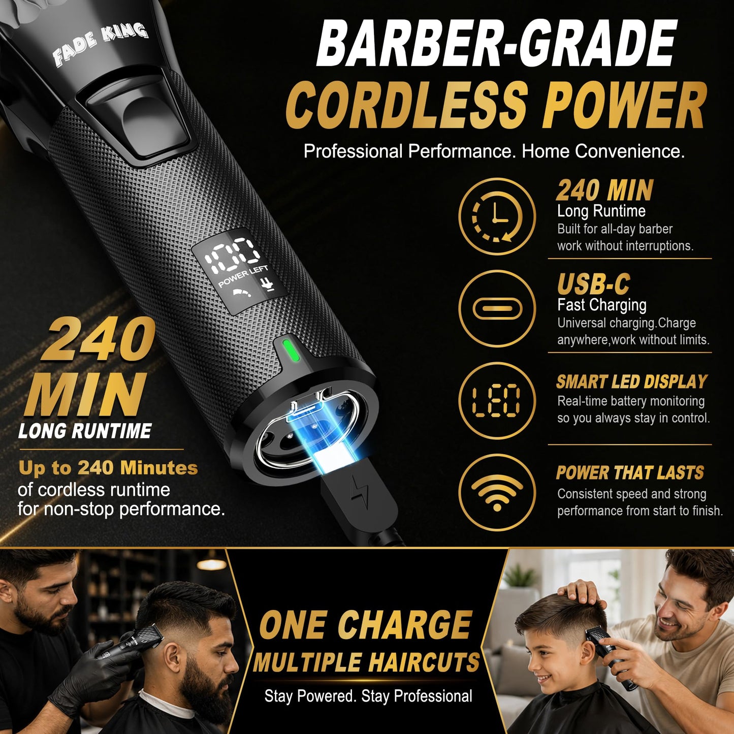 FADEKING® Professional Hair Clippers for Men, Cordless Hair Cutting Kit Beauty and Personal Care FADEKING