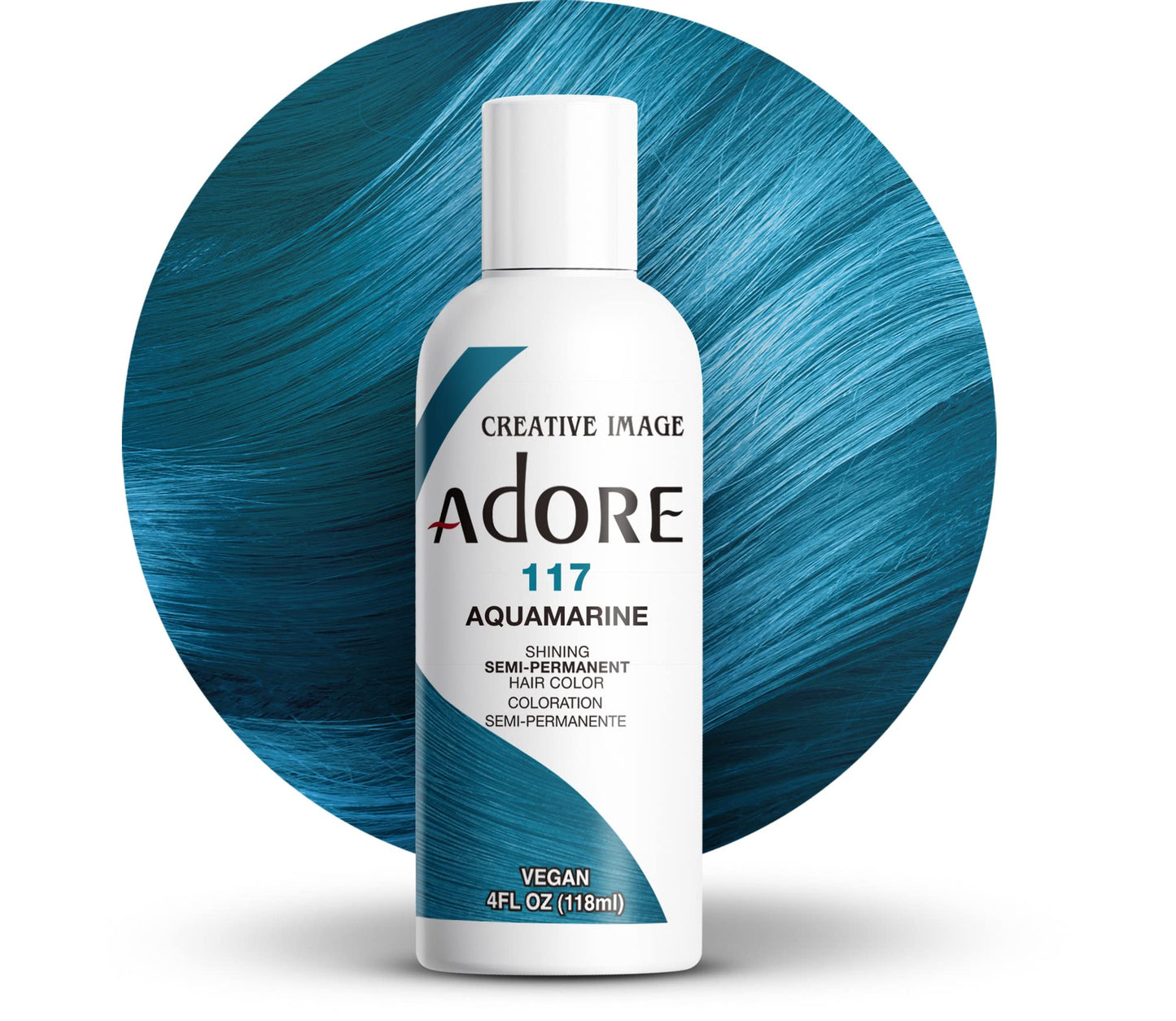 Adore Semi Permanent Hair Color (117 Aquamarine) | Vegan & Cruelty-Free Blue Hair Dye | No Ammonia, No Peroxide, No Alcohol | 4 Fl Oz Beauty & Personal Care Adore