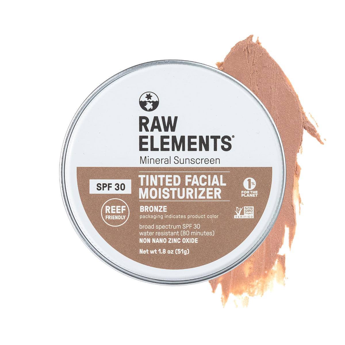Raw Elements Ultra-Moisturizing Tinted Face Sunscreen, Bronze, 1-Pack