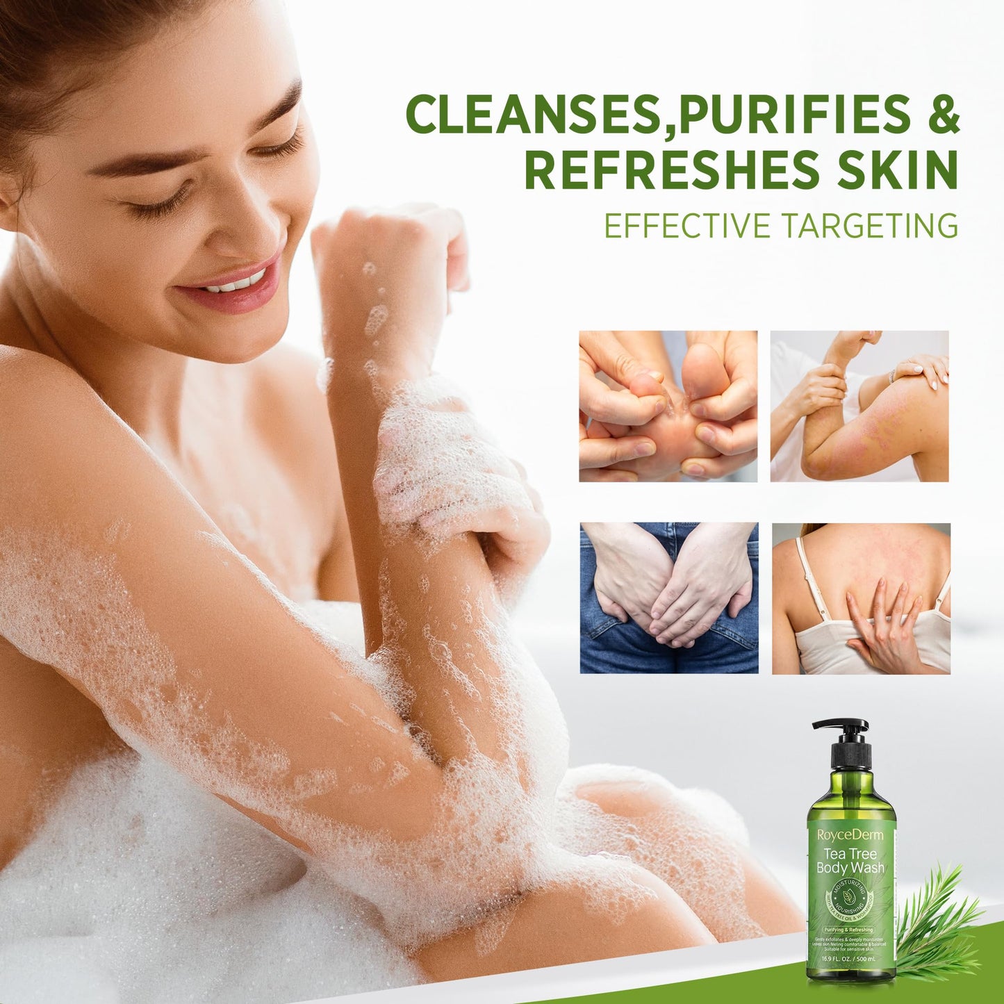 Roycederm Tea Tree Body Wash & Soap, Purifying and Refreshing Body Cleanser with Tea Tree Oil & Wormwood, Moisturizing Body Wash Helps Soothe Skin Beauty & Personal Care Roycederm