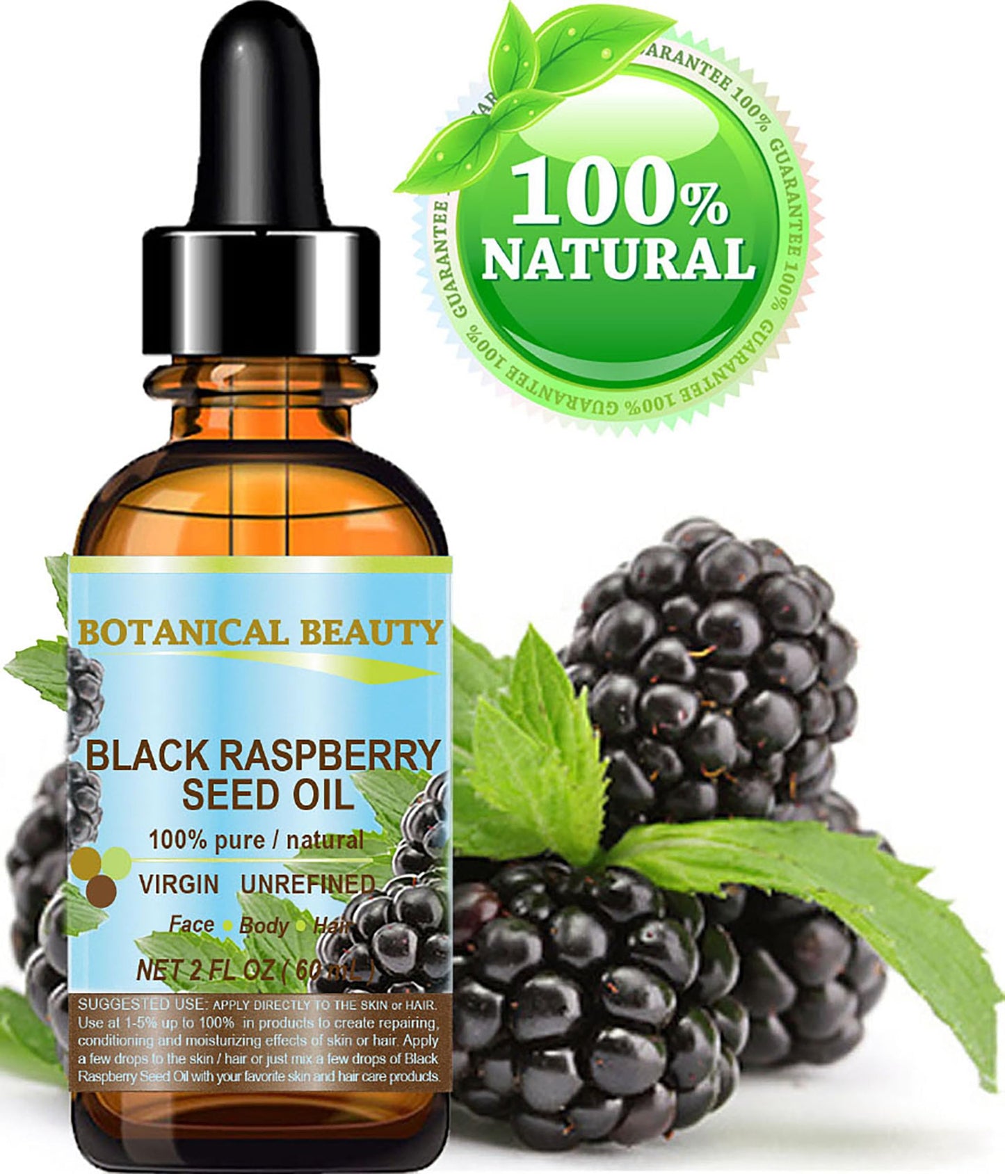 Botanical Beauty BLACK RASPBERRY SEED OI 100% Pure Natural Undiluted Virgin Unrefined Cold Pressed Carrier Oil for Face, Skin, Hair, Lip, Nails (2 Fl Beauty & Personal Care Botanical Beauty