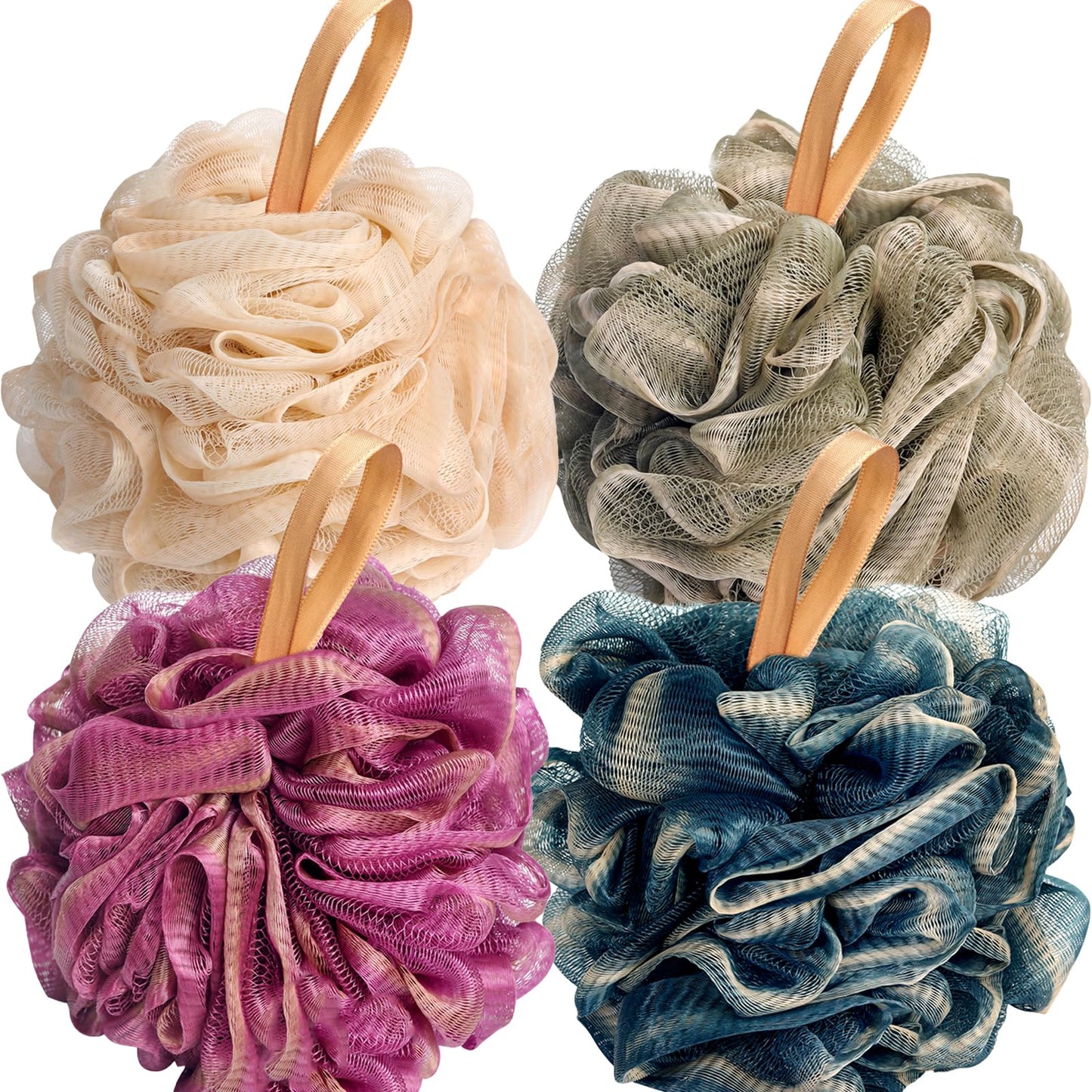 Fishent Loofahs Bath Sponge, 4 Pack 70g Soft Mesh Pouf Shower Puffs Loofa Exfoliating Body Scrubber Ball for Men and Women Beauty and Personal Care Fishent Default Title