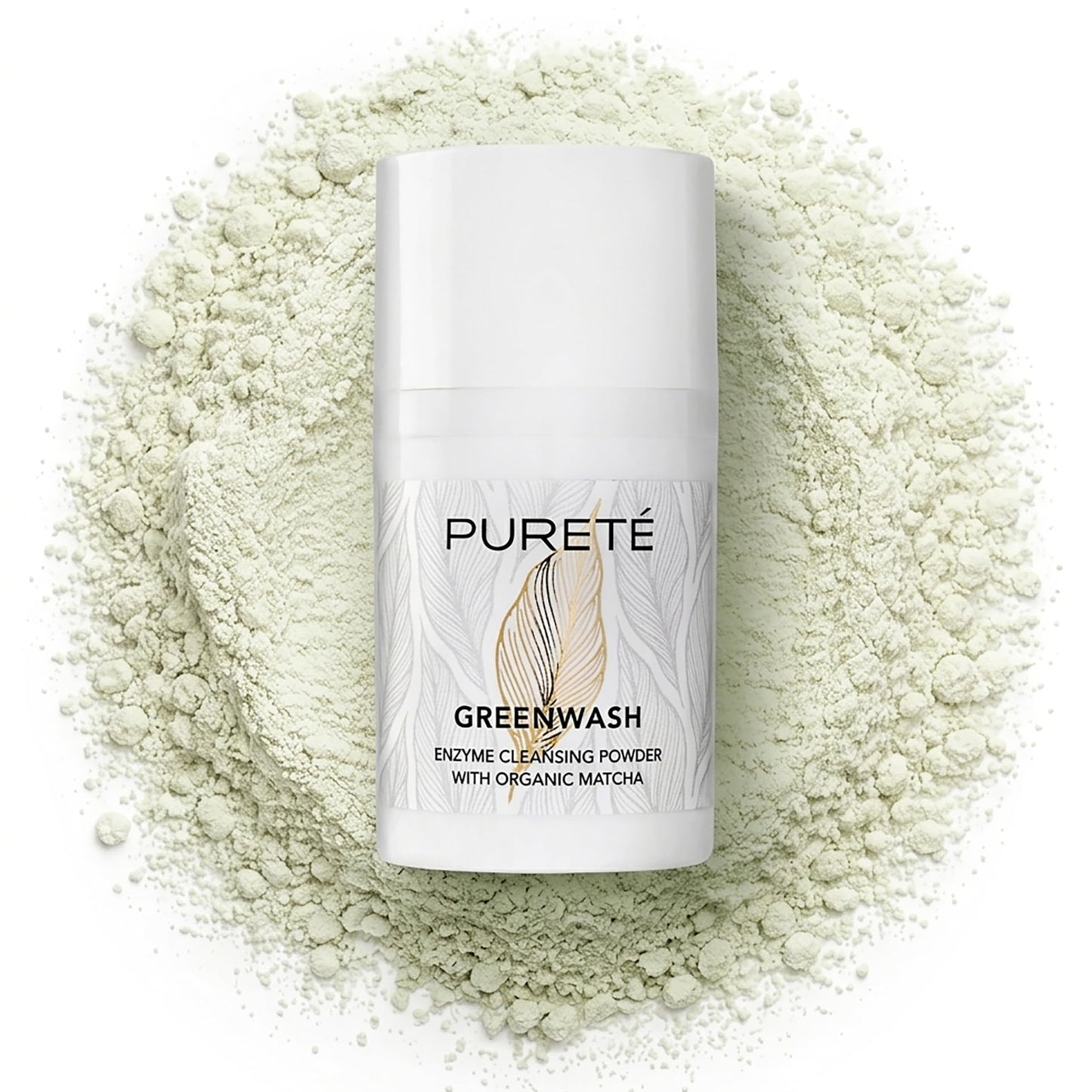 Pureté Greenwash Enzyme Cleansing Powder for Face | Ceremonial Matcha Powder-to-Foam Cleanser | Water-Activated Gentle Exfoliating Face Wash | Made in Beauty & Personal Care Pureté