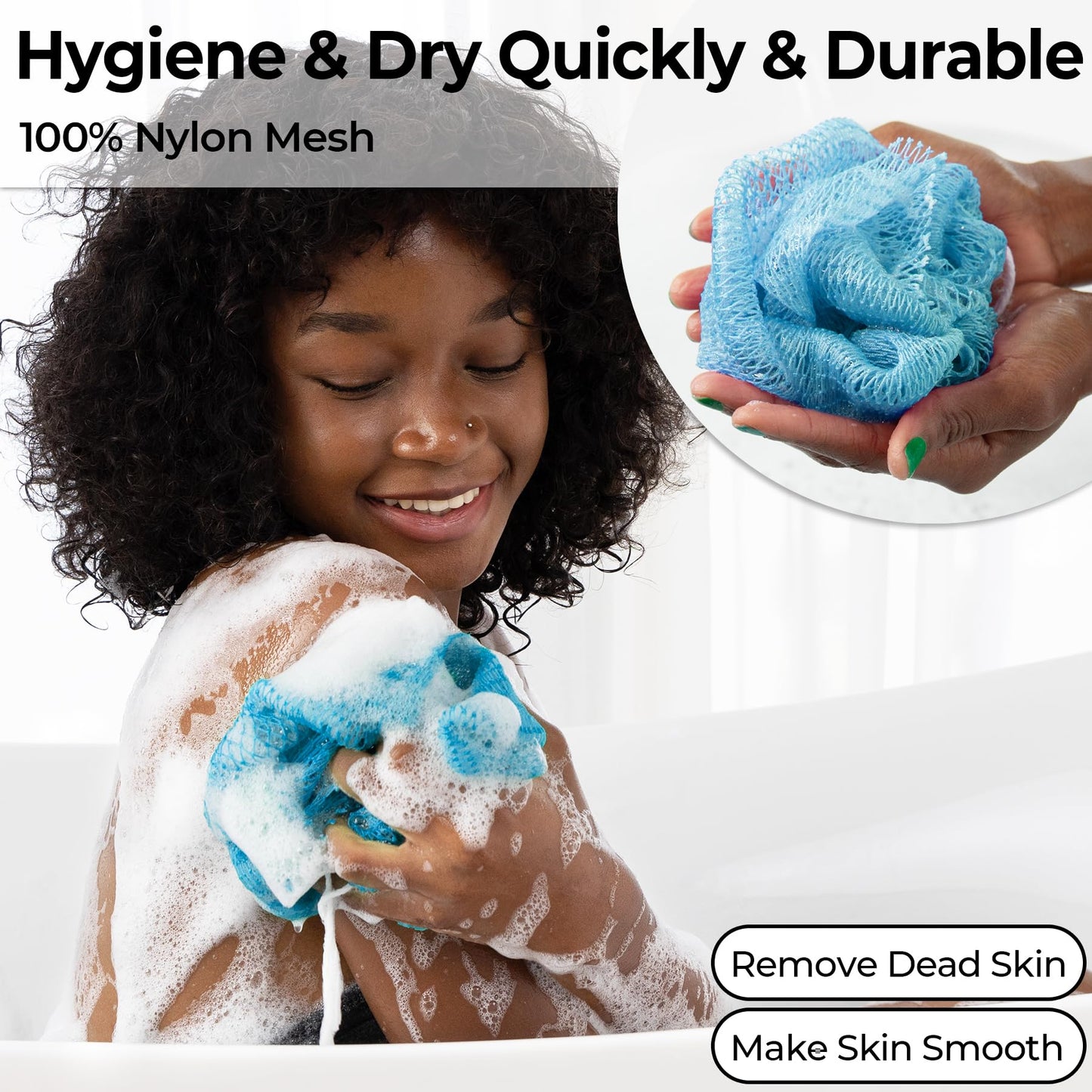 African Net Sponge Authentic - Afro Scrub Exfoliating Net Sponge with Knots - African Bath Sponges for Body Scrubber Exfoliator - Back Scrubber Beauty and Personal Care MINISENTIALS