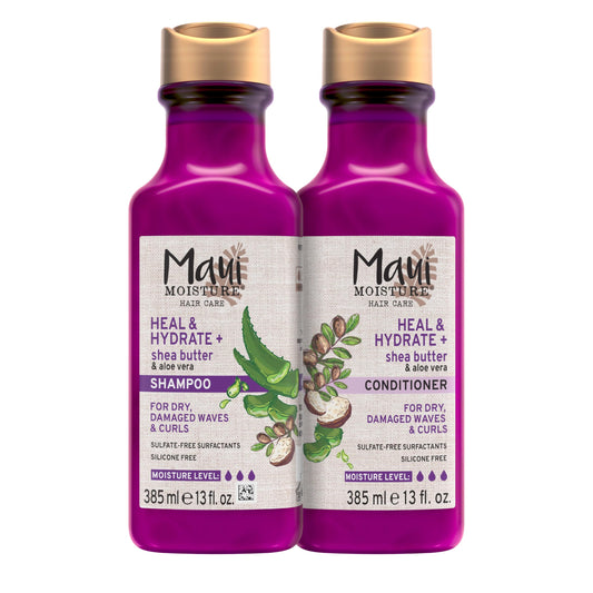 Maui Moisture Heal & Hydrate + Shea Butter Shampoo & Conditioner Bundle, Hair Care Set with Shea Butter & Aloe Vera for Dry, Damaged Waves & Curls Beauty & Personal Care Maui Moisture