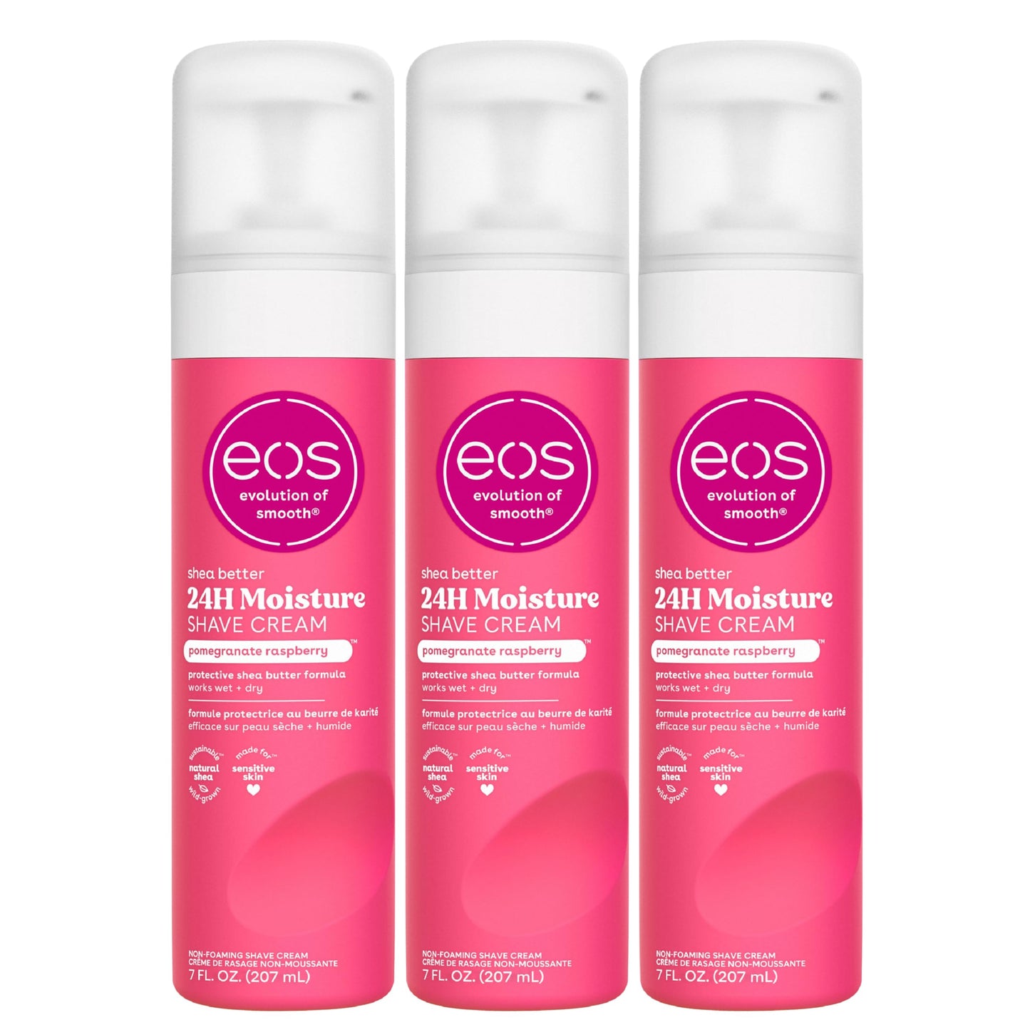 eos Shea Better Shaving Cream for Women- Pomegranate Raspberry, 24-Hour Hydration, Skin Care & Lotion with Shea Butter, 7 fl oz, 3-Pack Beauty and Personal Care eos