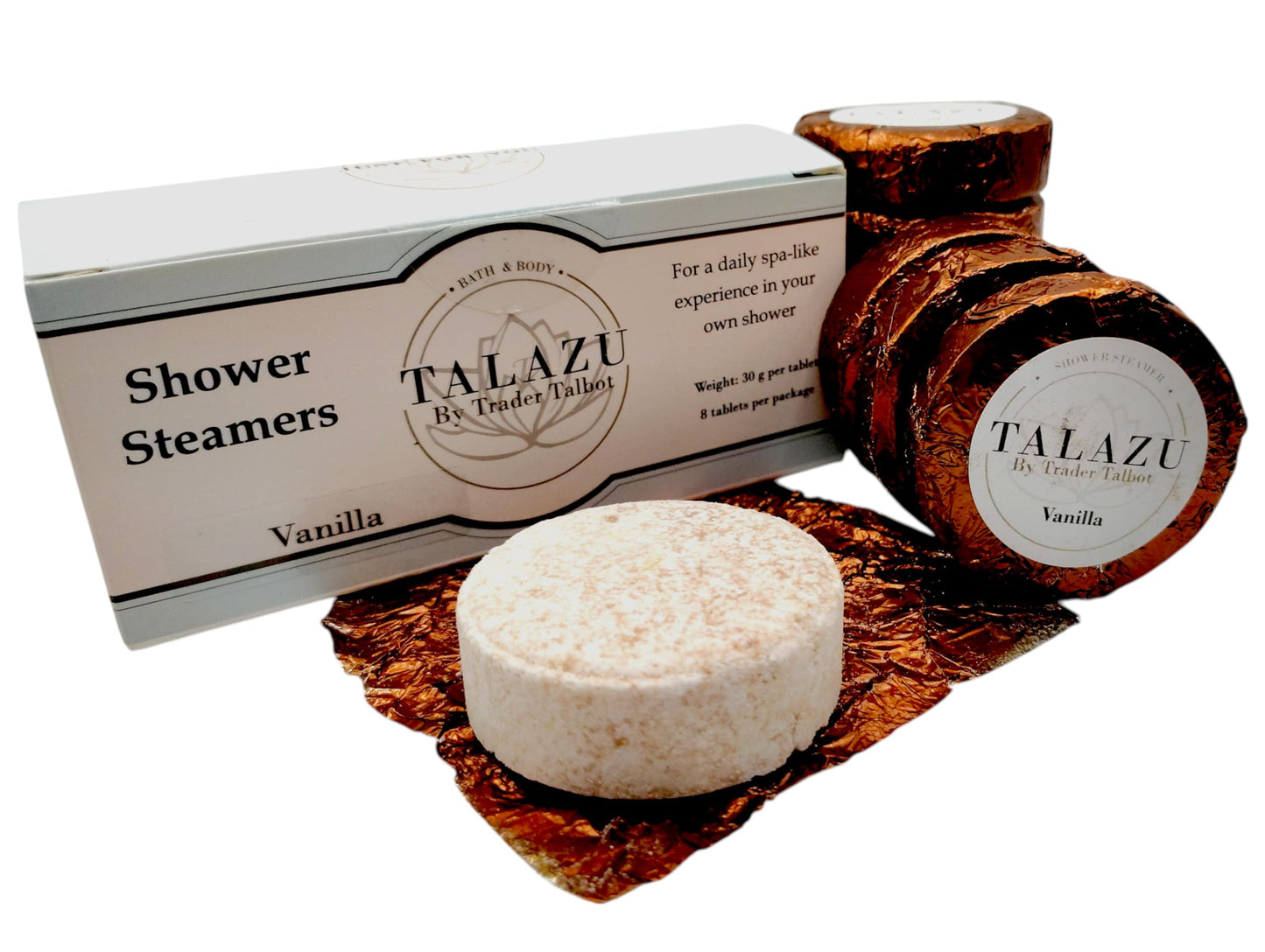 Vanilla Aromatherapy Premium Shower Steamers, 8 Pack Gift Worthy Shower Bombs by Trader Talbot Beauty and Personal Care TALAZU
