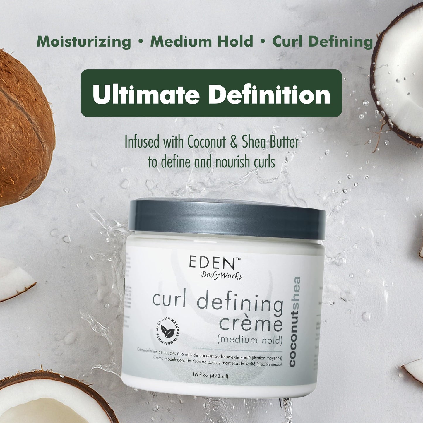 EDEN BodyWorks Coconut Shea Curl Defining Creme |16 oz | Moisturize Protect Against Humidity, Add Shine - Packaging May Vary Beauty & Personal Care EDEN BodyWorks