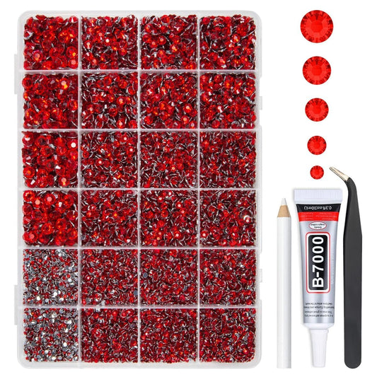 qiipii Red Crystal Resin Rhinestones w B7000 Jewelry Glue for Bedazzling Crafting 2mm-6mm Flatback Stones Ruby Diamonds Crystals Gems Bedazzler Kit Beauty and Personal Care qiipii Default Title
