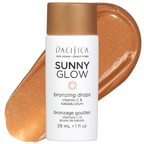 Pacifica Sunny Glow Liquid Face Bronzer Drops - Face Makeup Bronzing For Face & Cheeks for Instant Sun-Kissed Glow - Vitamin C & Glycolic Acid Infused Beauty & Personal Care Pacifica
